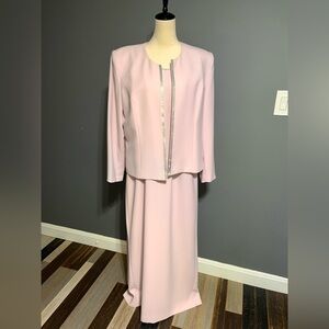 Marsoni Elegant Light Pink Skirt Suit with Silver Accents size 18
